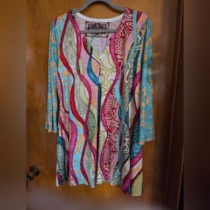 Amma Design Long Sleeve Tunic-Size XL-Colorful-Boho Made In LA